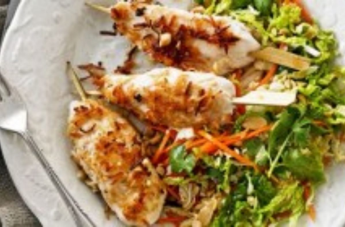 Wombok Salad with Coconut and Lime skewers